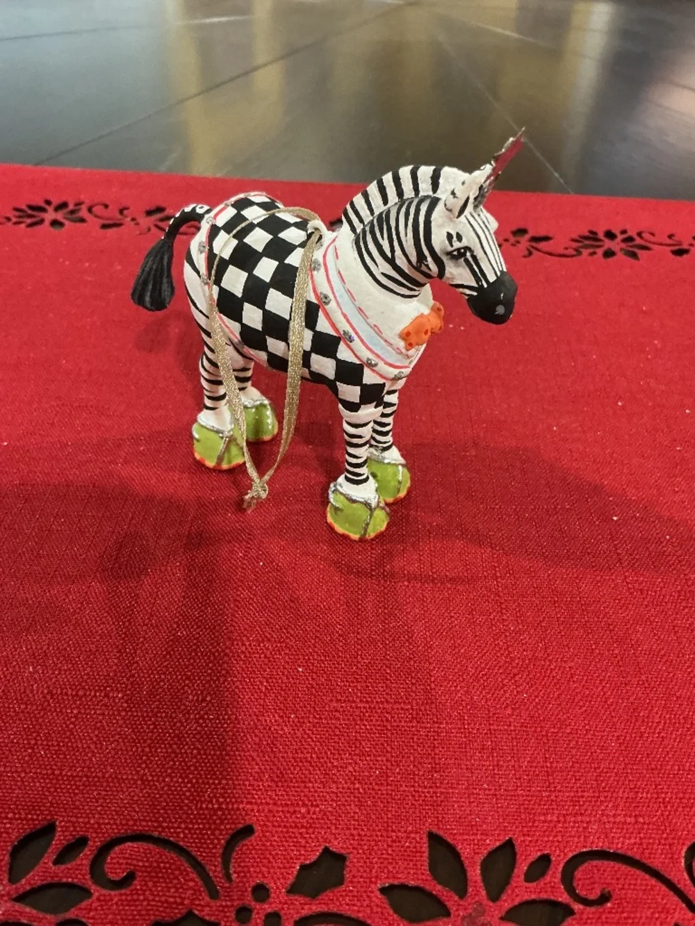 MacKenzie Childs Zeke Zebra Christmas Ornament NWT - Picture 1 of 9